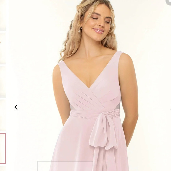 NWT Azazie Pearl Pink Bianca Chiffon Gown Size 6 - Picture 1 of 12